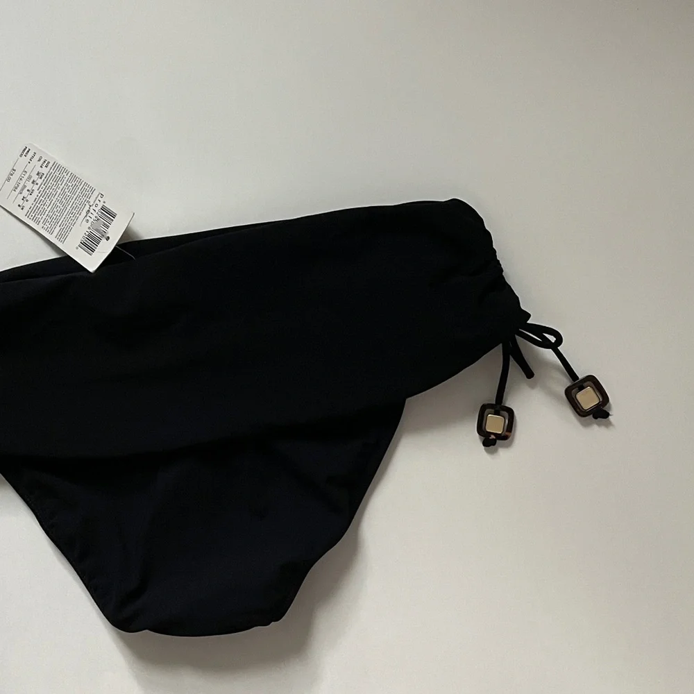 Gottex Profile Swimsuit Bottom Black Fold Waist Side Accents Beach Coastal